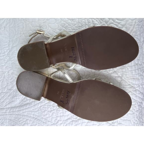 Vaneli Women's Gold Strap Flat Summer Slip On Heel Sandals - Size 8 - Picture 5 of 11